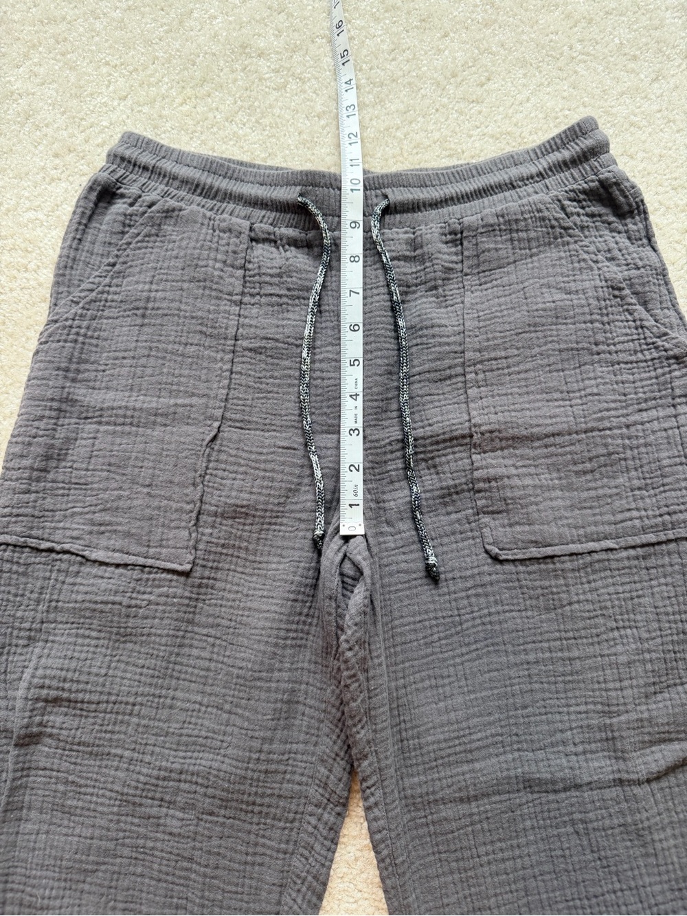 Jolt 100% Cotton Double Gauze Jogger Pants Gray Elastic Waist Cropped Size M - Picture 3 of 10